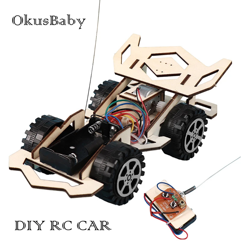 DIY RC Sport Car Toys Children Educational Wood Model Assemble Remote Control - £14.03 GBP