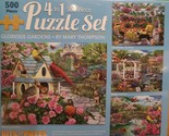 Bits and Pieces 4 Puzzle Set Glorious Gardens by Mary Thompson 300 pc 16... - $24.30