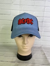 ACDC Music Band Embroidered Logo Mesh Back Snapback Hat Cap Adjustable OSFM - £16.32 GBP