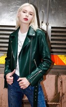 Woman green leather jacket lambskin women ladies green leather jacket #26 - £102.63 GBP