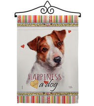 Jack Russell Terrier Happiness Garden Flag Set Dog 13 X18.5 Double-Sided House B - £22.42 GBP
