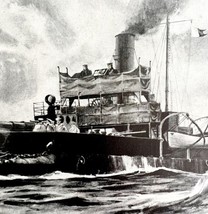 Obsolete British Gunboats WW1 Print 1917 Flanders Coast German Bombardin... - $549.96 MXN