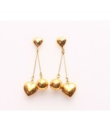 18k  gold heart ball drop earring #15 - £228.74 GBP