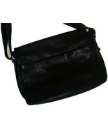 Banana Republic Black Leather 16'' Flapover Messenger Laptop Bag Briefcase - $34.62