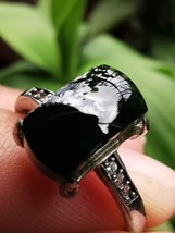 Icy Ice Black 100% Natural Burma Jadeite Jade Saddle Ring # Type A Jadeite # - £771.36 GBP