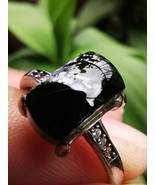 Icy Ice Black 100% Natural Burma Jadeite Jade Saddle Ring # Type A Jadei... - €955,27 EUR