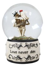 Day of The Dead Love Never Dies Kissing Bride And Groom Skeletons Water Globe - £23.96 GBP