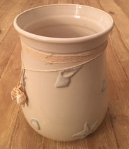 Beach House Cottage Ceramic Sea Shell Trash Can Waste Basket - £55.15 GBP