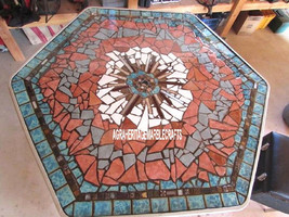 White Marble Breakfast Table Top Mosaic Marquetry Stones Inlay Garden Deco H3790 - £601.15 GBP+