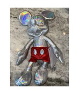 Disney Parks 100th Anniversary Mickey Mouse Silver Platinum Plush Toy Ne... - $33.66