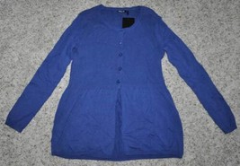 Womens Sweater Daisy Fuentes Blue Long Sleeve Button Up Cardigan $49-size S - £17.01 GBP