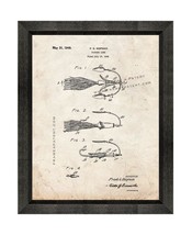 Fishing Lure Patent Print Old Look with Beveled Wood Frame - £19.24 GBP+