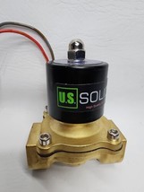 U.S. Solid 1&quot; Brass Electric Solenoid Valve 24V AC Air Water Oil Fuel N/C - £22.18 GBP