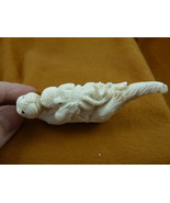 ott-w12 white Otter + octopus of shed ANTLER figurine Bali detailed carving - $323.78 CAD