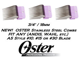 3 Oster Stainless Steel 3/4&quot;BLADE Guide Comb*Fit A5 A6,Andis Agc Smc Bdc Clipper - £15.97 GBP