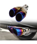 Burnt Blue Dual Round Shape Car Exhaust Muffler Tip Pipe 63mm 2.5‘’ Inlet - $750.12 MXN