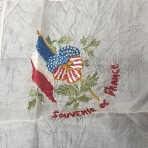 Silk Handkerchief WW1 Era Embroidered Silk Vintage Souvenir Of France Fl... - $16.83