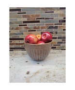 Vintage Pottery Bowl, Brown Ribbed Banded, 7-12 Diameter, Farmhouse Kitchen - £35.79 GBP