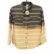 New BiBi Womens Large Ombre Button Up Shirt Brown Bohemian Western -  AC - $16.25