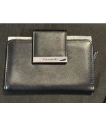 Tahari Black Faux Leather Trifold Wallet Snap Closure Card Slots ID Holder - $12.00
