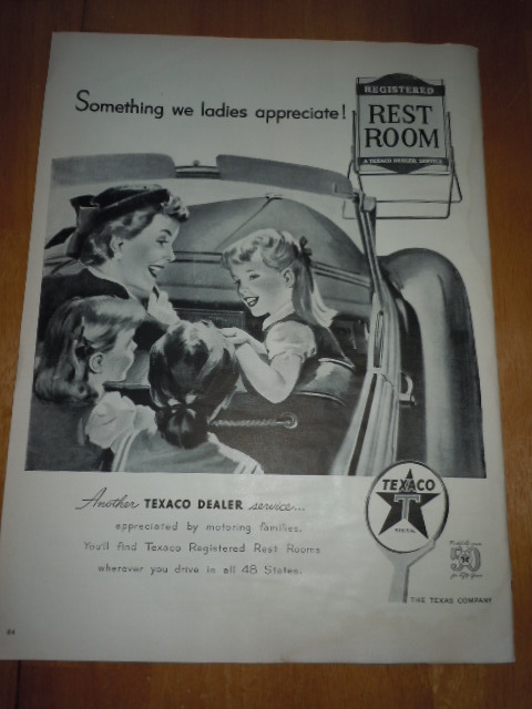 Vintage Texaco Restroom Print Magazine Advertisement  1952 - $9.99