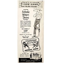 1950 Ruffies Cowboy Western Denim Jeans Advertisement Oklahoma Clothing F7D - $24.99