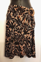 Brown Black Print SKIRT New York &amp; Co size XS Stretch Knee Length Side B... - £14.18 GBP