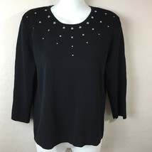 Finity Women&#39;s Black Sweater Silver Sequin Party Dressy Size L Lg Large - £19.60 GBP