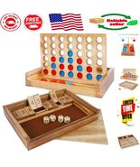 Shut The Box &amp; 4 in a Row Wooden Game Set - Ideal for Family Gatherings - $738.34 MXN