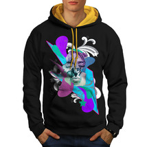 Wellcoda Kiss Abstract Art Mens Contrast Hoodie, Crazy Casual Jumper - £31.45 GBP