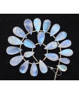 Natural 20 pieces smooth pear Rainbow Moonstone gemstone briolette bead,... - £94.38 GBP