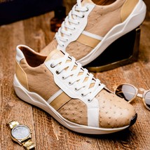 Lyon II Genuine Ostrich and Calfskin Fashion Sneaker Orix / White image 14