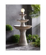 Large Water Fountain Ceramic Tiered LED Light With Pump Garden Backyard ... - £364.81 GBP