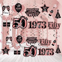 36Pcs Rose Gold 50Th Birthday Decorations Hanging Swirls For Women,Happy 50Th Bi - £14.21 GBP