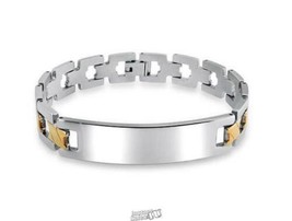 2-Tone ID Bracelet Two Toned Stainless Steel Not Monogrammed - £30.29 GBP