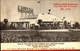 Los Angeles CA~Willards Chicken Restaurant-Los Feliz Blvd. 1937 Postcard BK51 - £7.14 GBP