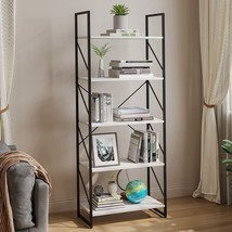 YITAHOME 5 Tiers Bookshelf, Classically Modern White Bookshelf, Book Rack, - £62.33 GBP