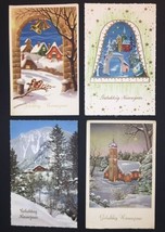 Vintage Dutch Happy New Year Holiday PC Lot 1950s Snowy Landscapes Church Cabin - £7.99 GBP