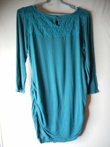 Maternity Motherhood Sz L knit top lace Green  Ruched sides 3/4 sleeve - $119.07 MXN