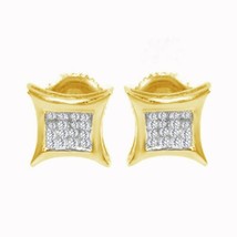 Round Simulated Diamond Small Kite Shape Stud Earrings 14K Yellow Gold Plated - £29.54 GBP