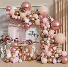 Rose Gold Balloon Garland Kit Pink Gold White Confetti Balloons Wedding ... - $44.99