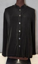 Travelers Chicos Womens Top Size 2 L Black Long Sleeve Slinky Stretch Acetate  - £18.00 GBP