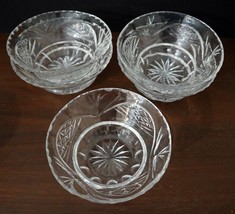 Dessert Bowls Set 5 x Crystal Glass c1960&#39;s Star Cut Dessert Bowls  - $90.25