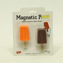 Vintage Orange Brown Popsicles Fridge Locker Magnet Memo Holder Frozen Treats - $9.69