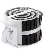 2.5&quot; Strips - Black White Gray Solids 20 Count Cotton Fabric Precuts M20... - $12.30 CAD