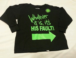 Boys Tee Shirt Sz S 6-7 Black Kids Whatever it is it&#39;s His Fault! - $14.98
