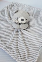 Carters Just One You Gray White Stripe Teddy Bear Baby Lovey Security Bl... - $18.37