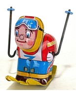 Vintage HIRO Tin Litho Mechanical Wind Up Toy Acrobat Skier Skiing Japan... - £36.47 GBP