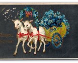 Fantasy Baby Goats Pulling Flower Cart Fröhliche Ostern Easter DB Postca... - $8.86