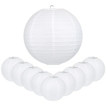 16 Inch White Round Paper Lanterns (10 Pack) - £43.15 GBP